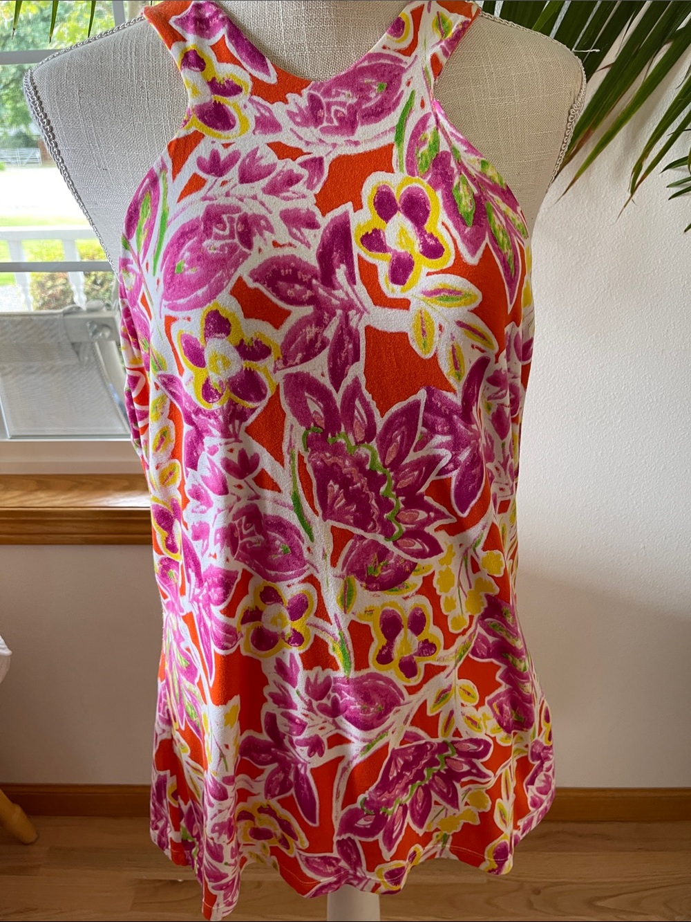 Lauren Ralph Lauren Orange, Pink & Yellow Floral Top